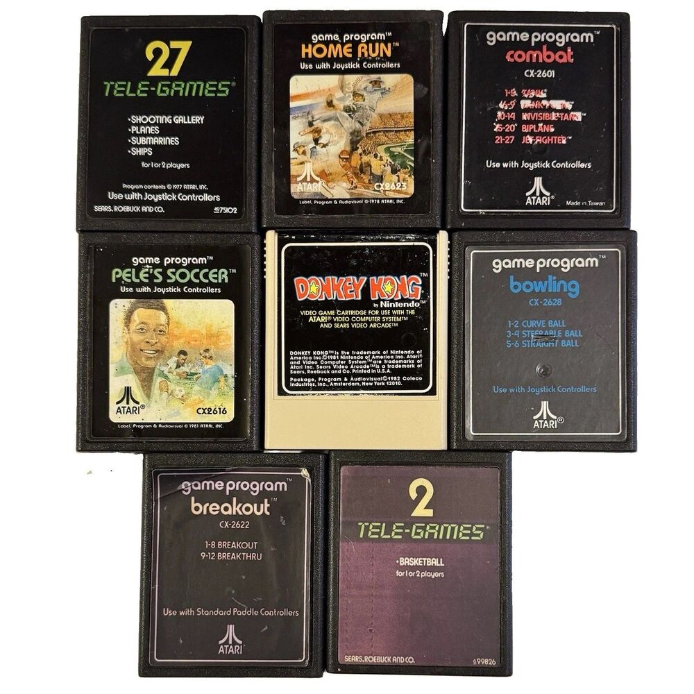 Vintage ATARI Game Lot of 8 Game Program Cartridges UNTESTED Donkey Kong